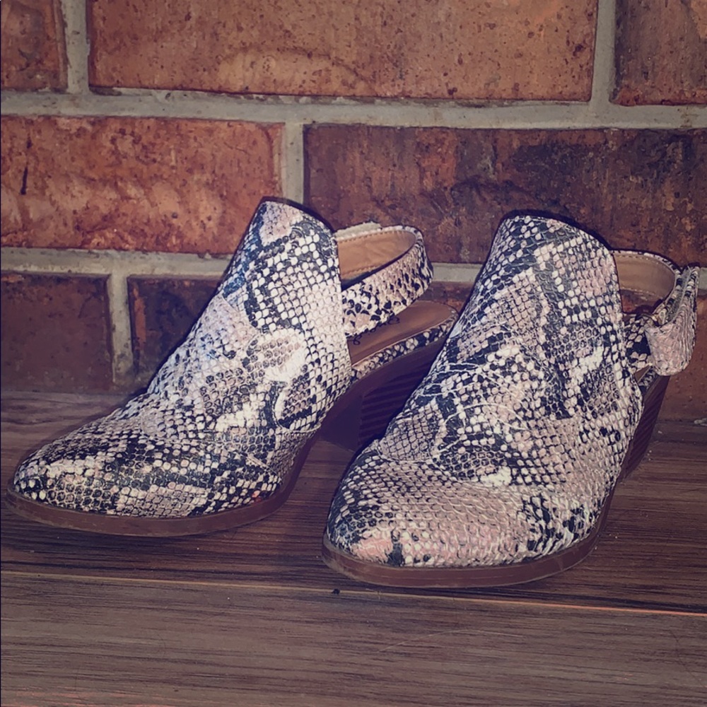 Snakeskin booties